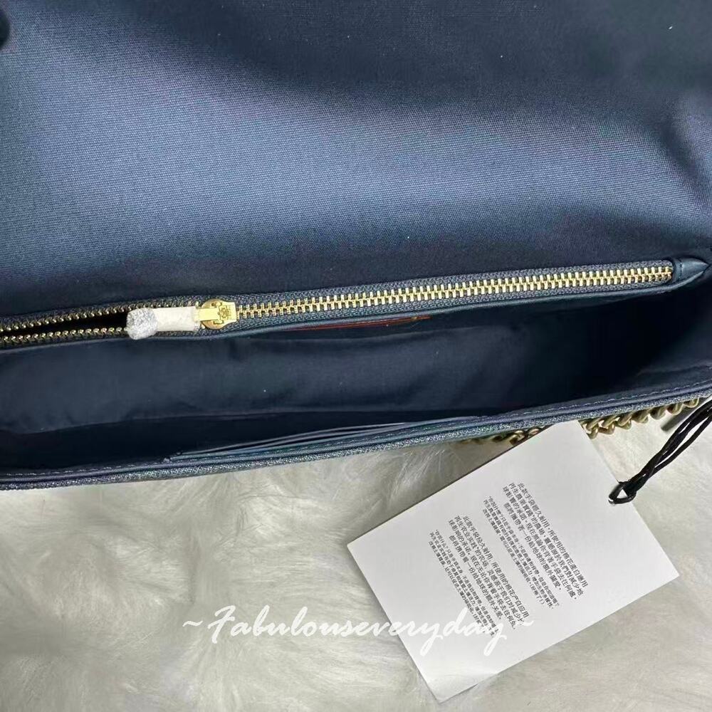 Coach Brook Flap Chain Bag In Loved Denim Shoulder Bag Gold/Blue CCY20 NWT - Picture 9 of 9